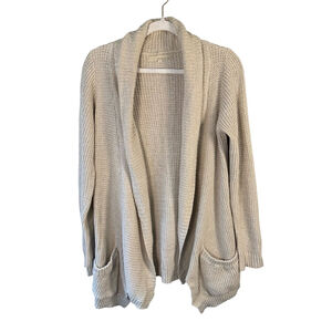 Monk & Lou Oatmeal Open-Front Cotton Knit Cardigan Size M Cozy Neutral